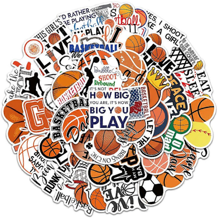 Basketball Klistermærker 50 STK Sports Basketball Klistermærker til Vandflasker, Basketball Notesbog, Basketball Gaver til Drenge/Piger, Basketball 