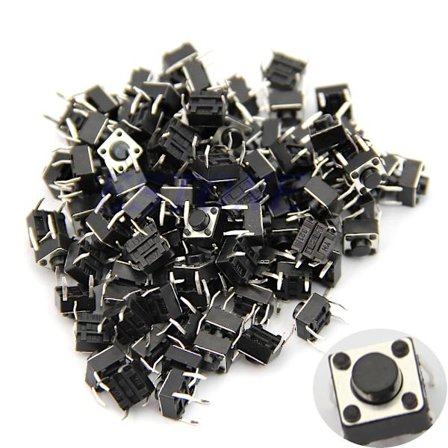100st 6x6x5mm 4-pin Taktil Tryckknapp Momentan Tact DIP Genomgående Hål