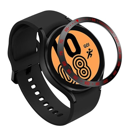 Samsung Galaxy Watch 4 (44mm) cool ramme i rustfrit stål - Sort / Rød