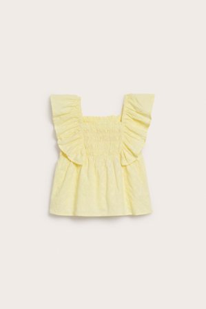 Kappahl | Bluse med volanger og broderi Lysegul 98 | Barn