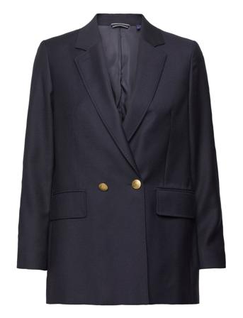 Straight Blazer Blazers Double Breasted Blazers Marineblå GANT*Betinget Tilbud