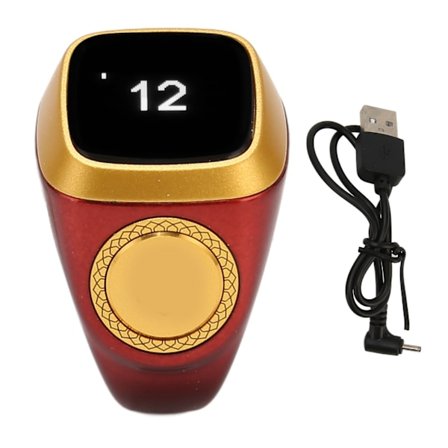 Smart Räknering med 0,49-tums skärm, APP-stöd, 20 mm CNC-knapp, bärbar intelligent räknefingerring, brun