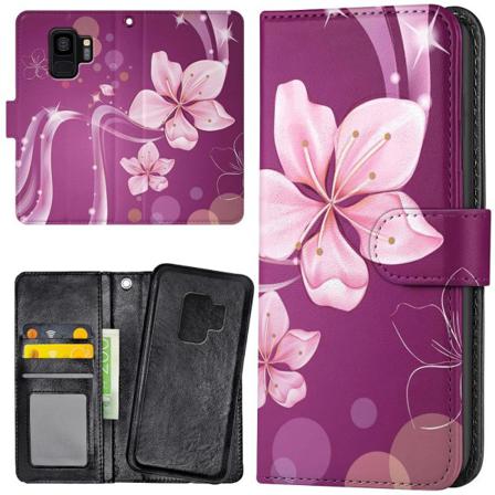 Samsung Galaxy S9 - Plånboksfodral/Skal Vit Blomma