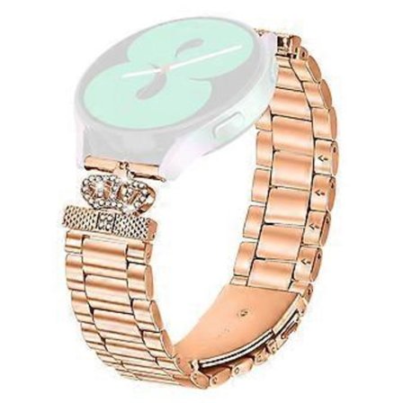 Kompatibelt för Garmin Fenix 5S / 5S Plus Rostfritt Stål Armband Kronform Strass Dekor Klockarmband (Roséguld)