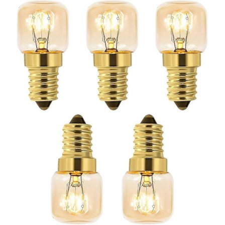 Sett med 5 15W Saltlampe, Varmhvit Glødelampe AC 230V, 15w Ovnslyspære, For Ovn, Kjøleskap, Saltlampe, Grillovner 5*2.2*2.2cm [DB]