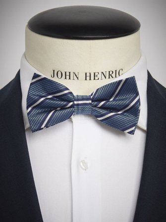 John Henric Men's Hellblau Gestreifte Fliege Size Pre-tied