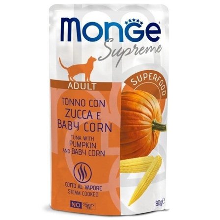 Monge Supreme Busta Adulto Tonno con Zucca e Mais Per Gatti
