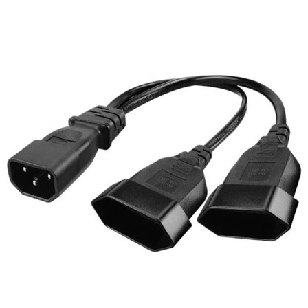 32 cm 3-polet IEC320-C14 hannkontakt til 2x EU4.0mm hunnadapterkabel Y-splitter Strøm