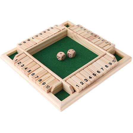 Shut The Box brætspil 2-4 spillere Firesidet træbordspil med 1-10 tal udskåret til festklubdrikning