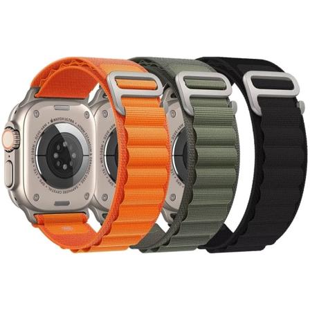 3 stk. Kompatibel med Apple Watch Ultra 42mm 44mm 45mm 49mm, Tekstil Loop Titanium G-Hook Nylon Sport Armbånd til Iwatch Serie 8/7/6/5/4/3/2/1/SE 