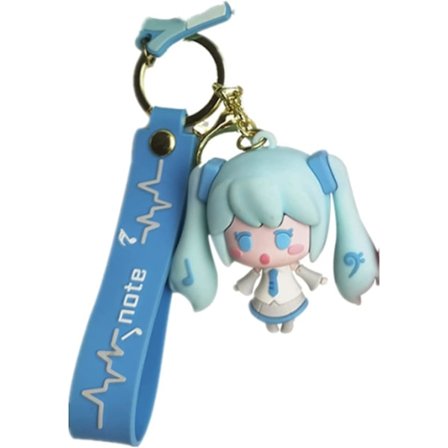 Hatsune Miku 3D Smuk Pige Dukke Nøglering Vedhæng Todimensionel Q Version Pige Dukke Rygsæk Vedhæng Bil Nøglering Blå Blå -