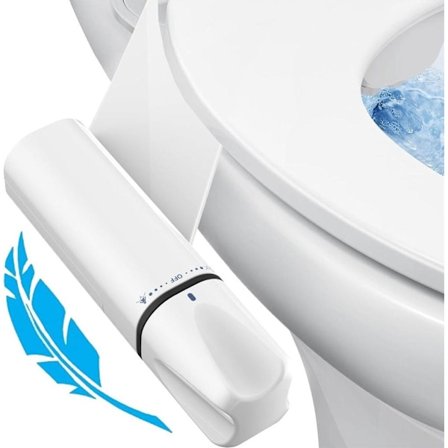 Bidetsete med selvrensende dyse og 2 sprøytedyser - Justerbart vanntrykk, enkel installasjon - Inkludert monteringsvideo