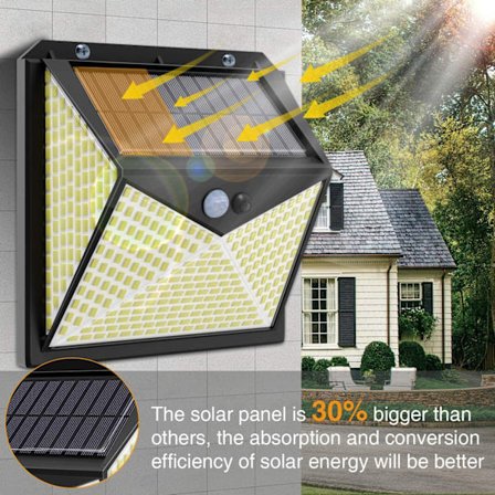 Udendørs solcellelampe, [1 pakke 350 LED - 1000 lumen] Vandtæt solcelle