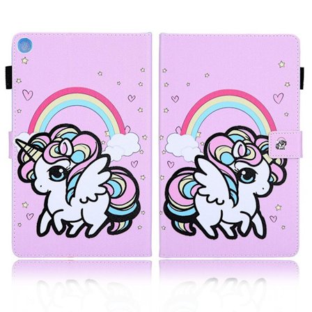 Samsung Galaxy Tab A7 10.4 (2020) kirkas kuvioitu nahkainen kotelo - Sateenkaaren Yksisarvinen