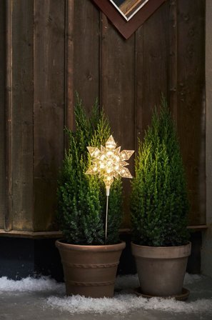 Star Trading - Ulkokoriste Flocke, korkeus 48 cm - Läpinäkyvä - Jouluvalot ulkokäyttöön - - Homeroom