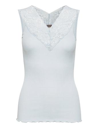 Silk Top W/ Lace Blue Rosemunde