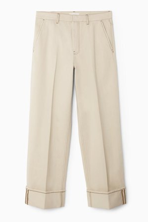 COS Damen Hose Aus Denim Mit Umschlag - Beige
