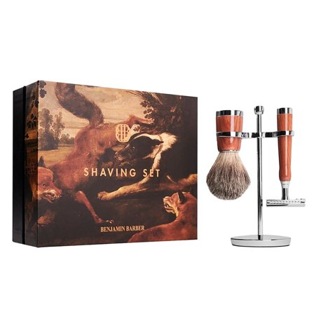 Benjamin Barber Benjamin Barber Classic 3-piece Shaving Set Wood Safety Razor, Mænd, Barbering, Tilbehør
