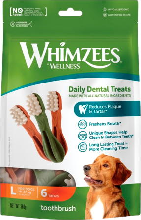 Whimzees - Tannbørste Star Dental L 6 stk - Hund - Hundegodbiter & tyggebein - Dental tyggebein & tanntyggebein - ZOO.no