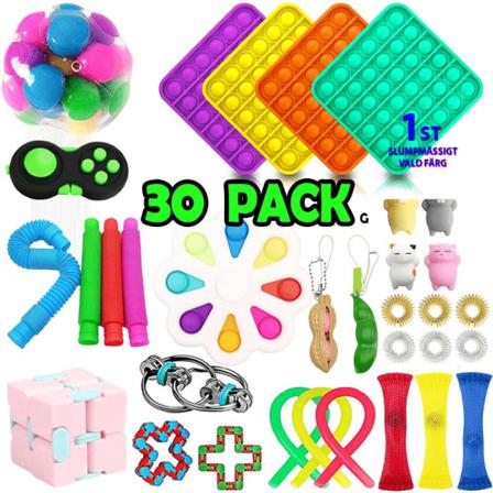 30 Pack Fidget Toy Set Pop It Sensory Toy För Vuxna & Barn (g) Multifärg