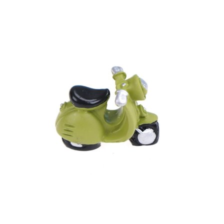 Dockhus Miniatyr Trehjuling Motorcykel Micro Landscape Fairy G Green Pearl