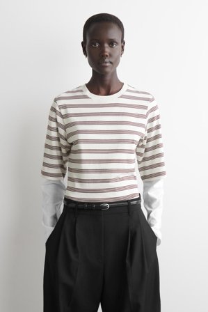 COS Damen T-Shirt Aus Baumwolle - Rot