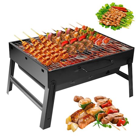 Mini bærbar grill, foldbar grill, bordgrill, campinggrill, picnicgrill, til picnic, have, terrasse, camping, rejse
