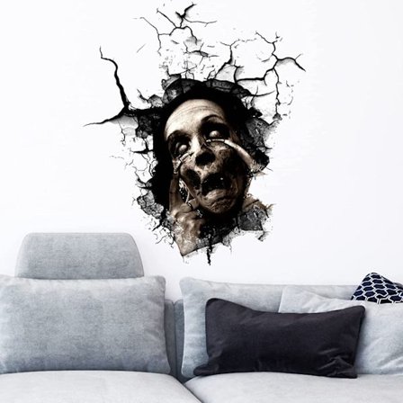 3D Halloween-seinäkoristeet, mieshaamu Halloween-seinätarrat Hal