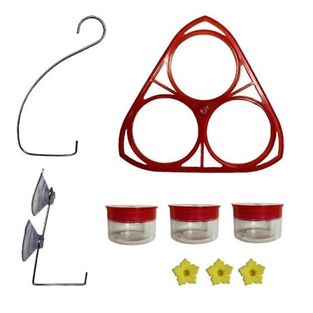 Fuglemater, Sterk Sugekopp Fuglemater med 3 Mateporter, Lett å Rengjøre og Fylle På Plast