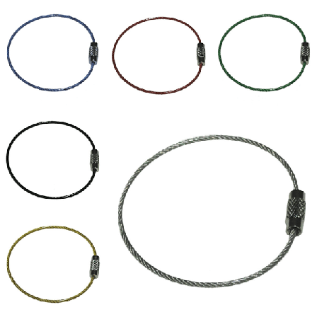 Teräslangasta valmistettu avaimenperä - halkaisija 50 mm - paksuus 1,5 mm - useita värivaihtoehtoja