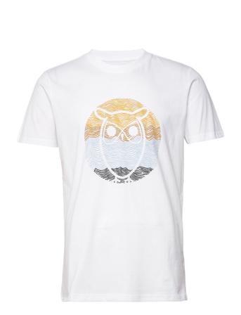 Alder Wave Owl Tee - Gots/Vegan T-shirts Short-sleeved Valkoinen Knowledge Cotton Apparel