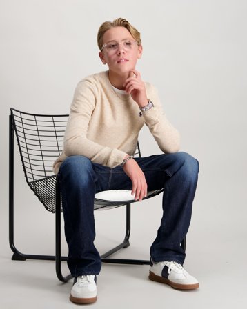 Polo Ralph Lauren 2/27 WOOL RWS-LS CN TONAL-SV-PLO Beige Tröjor Kille - Kids Brand Store