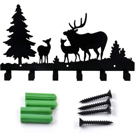 Vægmonterede knagerækker med 6 kroge, vægdekoration metal knagerække til frakke, hat, tøj, tasker, nøgle