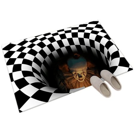 Clown Fälla Illusion Dörrmatta Halloween Matta, 3D Geometrisk