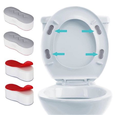 4 stk. Universal Toiletsæde Bumpers med Stærk Klæbemiddel - Skridsikre, Anti-Rangle Puder til Alle Toiletmodeller [DB]