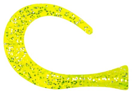 Guppie Tail Jr, 3 curly / 1 paddle, Chartreuse Glitter