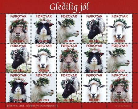 Færøerne - Julemærkeark 2021 - Utakket øvre marginal - Julemærkeark 2021