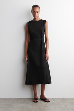 COS Women's Twist Detail Midi Dress in Black