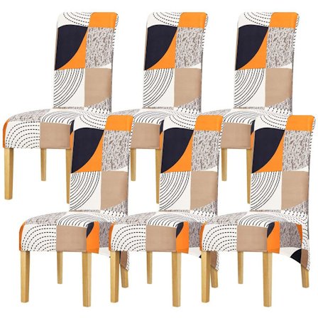 XL-størrelse stoltrekk med høy rygg, trykk, stretch, rutete mønster, stoltrekk