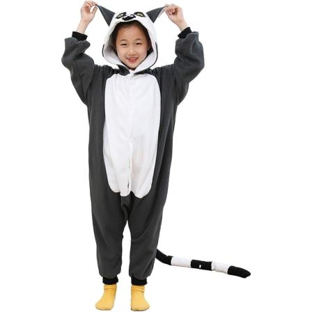 Lasten Animal Onesie Cosplay Halloween -asu Grey Lemur 8 Years