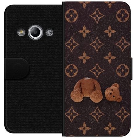 Kompatibelt Lommeboketui til Samsung Galaxy Xcover 3 Grafiskt monogram mønster med en stilisert teddybjørn i en kunstnerisk stil
