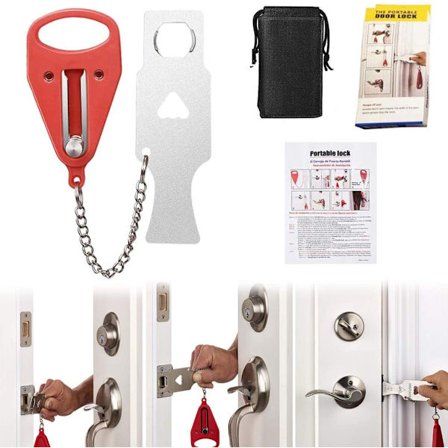 Bärbar dörrlås Reslås Extra säkerhet | Säkerhetslås