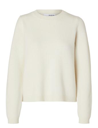 Slfana Ls Knit O-Neck Noos Cream Selected Femme