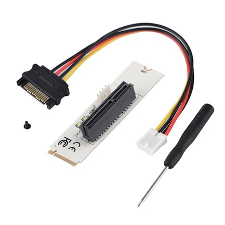 NGFF M.2 Key M - PCI-E Express 4X -sovitinkortti LED-jänniteilmaisimella ja SATA-virtakaapelilla