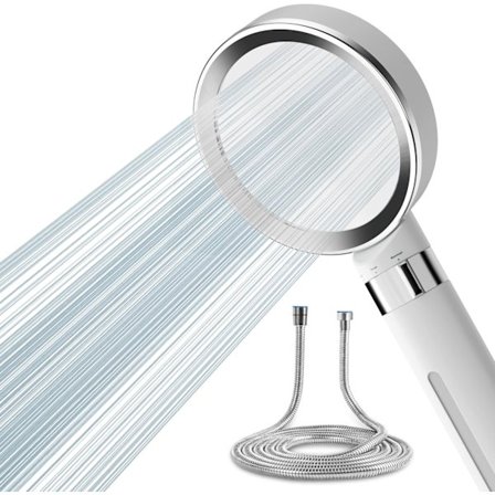 Brusehoved og slange 2M, filterbrusehoved med PP-bomuld og aktivt kulfiberfilter til at fjerne resterende urenheder