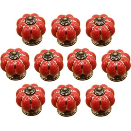 (Rød) 10 stk. Keramiske skuffeknapper Møbelknap til køkkenskuffer