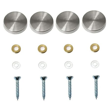 4 stk. dekorative spejlskruer, dekorative sømkapper, polerede rustfrie stålskruer til spejle, glasskabe eller møbler (0,79"/20m