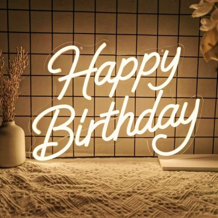 Happy Birthday Neonskylt för Väggdekor, LED Happy Birthday Ljusskylt, Dimbar Födelsedagsskylt för Födelsedagsfest Bakgrund