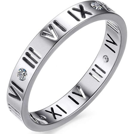 UBIUO Åben Arbejde Romertal Ring til Kvinder Piger af Rustfrit Stål & CZ Indsætning Sølv/Rosenguld/Guldbelagt - -