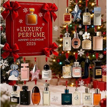 Julekalender 2025 - 24 dages nedtællingskalender Parfume blind box Akryl ornamenter, Der er 24 vedhæng, ikke inklusive parfume